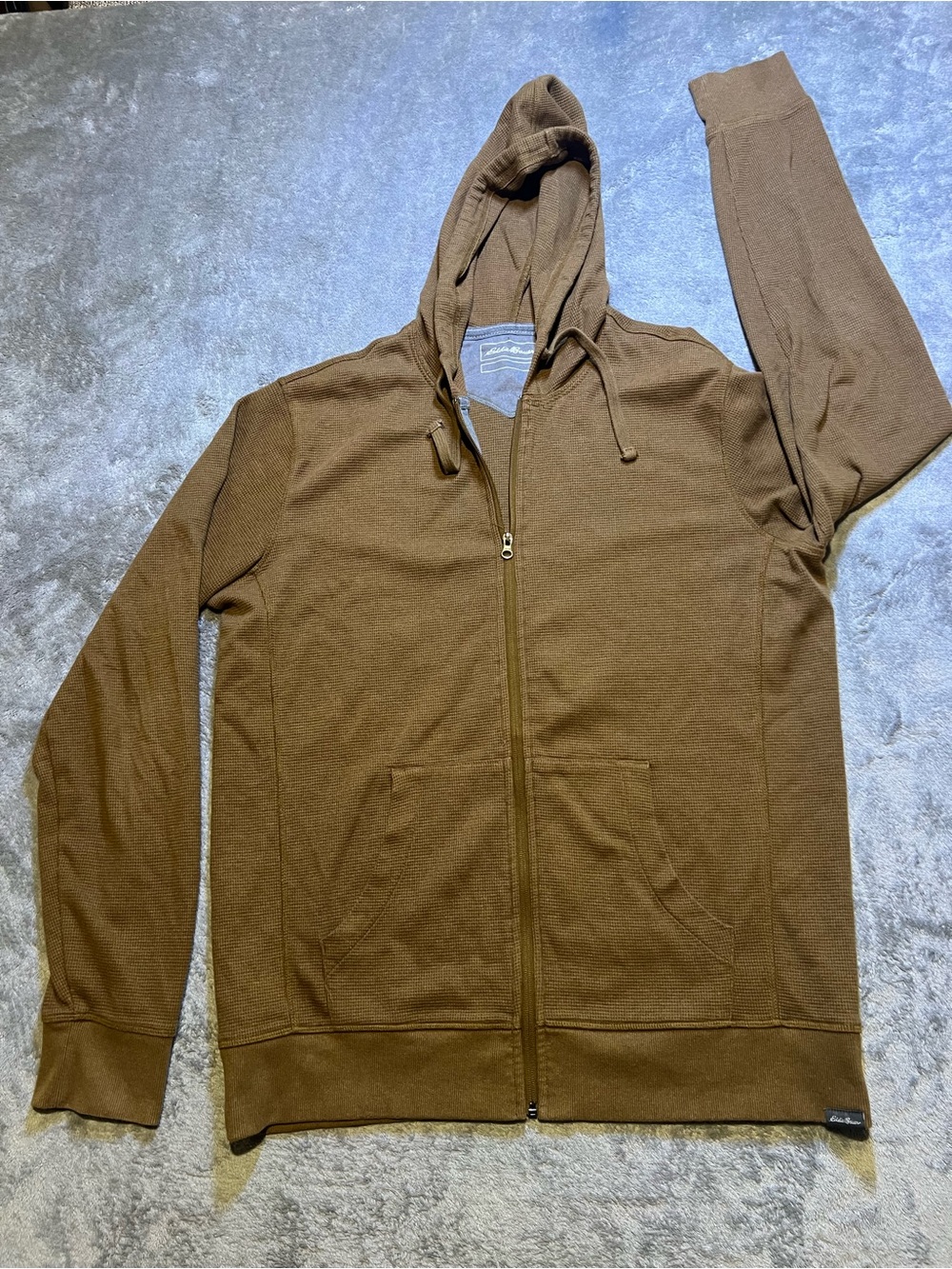 Eddie Bauer Men's Brown Full-Zip Hooded Sweater